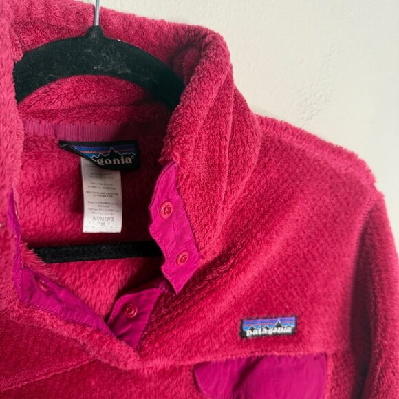 Patagonia Women's Red pink Re Tool Snap T Fleece Pullover - Size M Medium - Picture 4 of 4